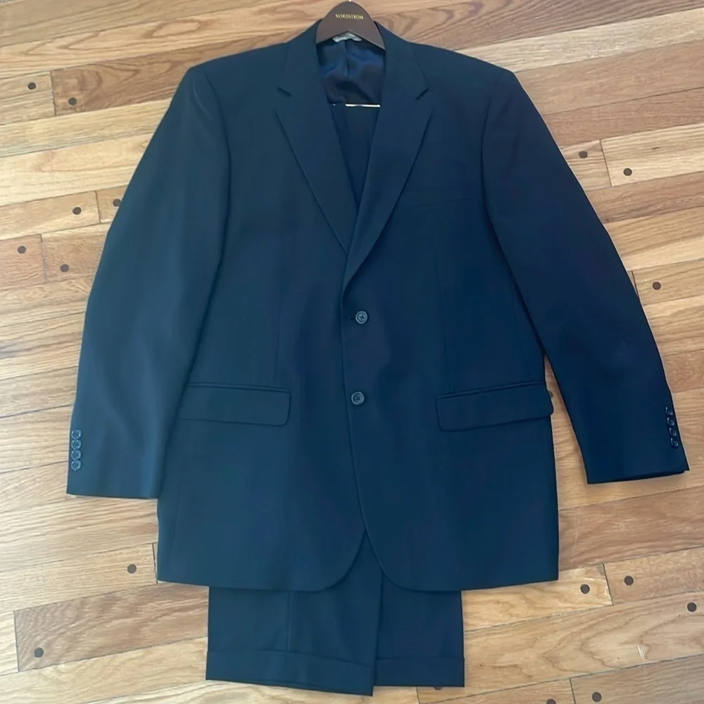 Pronto Uomo Wool 2 Button 2 Piece Suit 45L Black 38x31